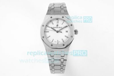 Swiss Replica AP Royal Oak 34mm Ladies Watch Stainless Steel White Dial